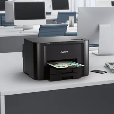 MAXIFY<sup>&reg;</sup> IB4120 Wireless Small Office Printer - Ready to print in as little as 6 seconds. Fast print speeds: 24ipm in B&W and 15.5ipm in Color. AirPrint from your iOS device with no drivers needed. Features a 500 sheet capacity - two 250 sheet paper trays. Dual-Resistant High Density Ink system - prints laser-sharp text that is highlighter and smudge resistant. Canon PRINT app lets you scan copy and print from your mobile device. Print resolution up to 600 x 1200dpi. Standard interface: Wireless LAN Ethernet and Hi-Speed USB.
